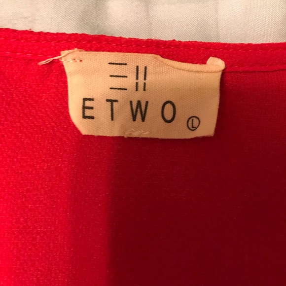 Red floral high low mock wrap dress - Picture 4 of 5